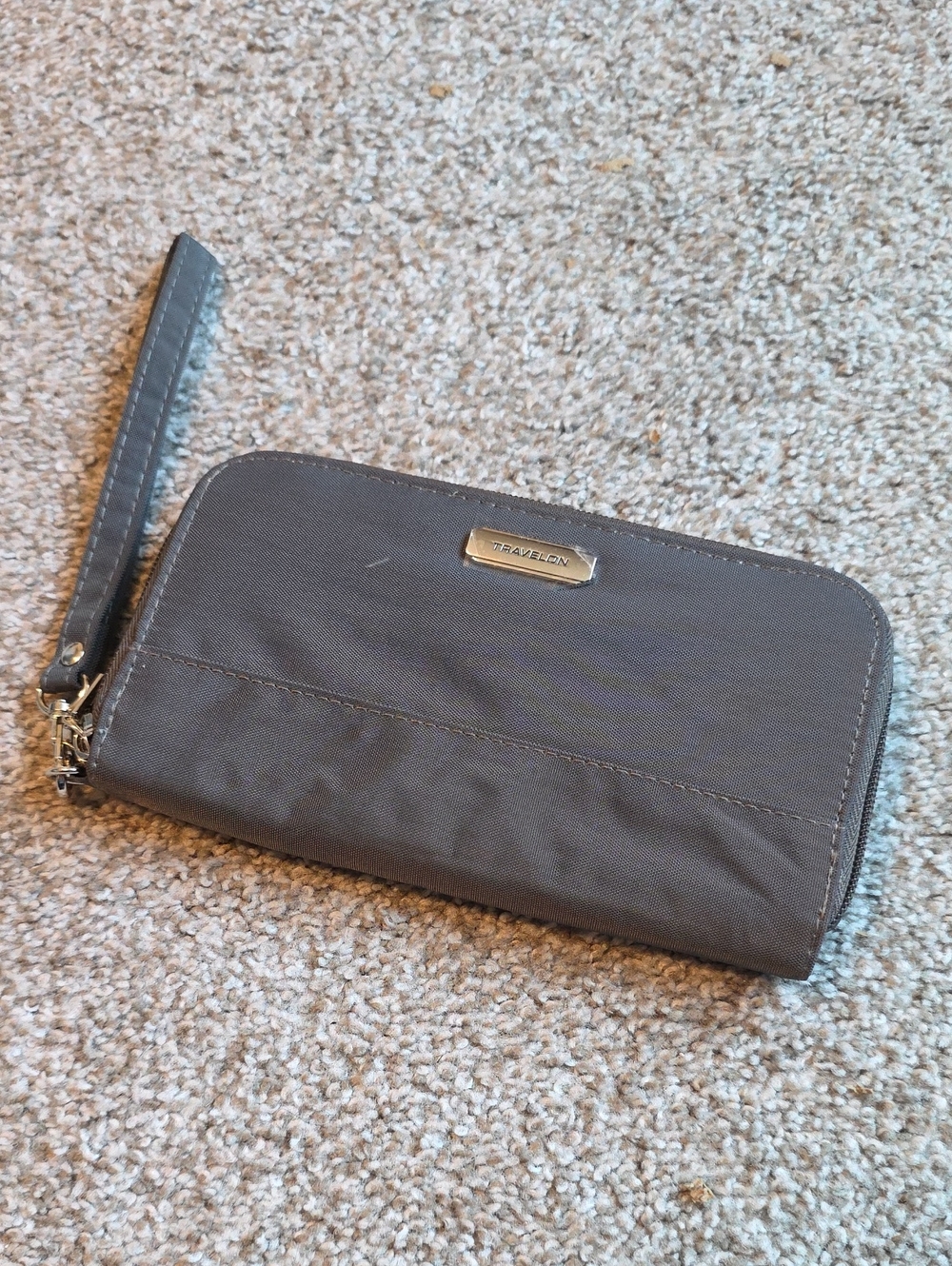 Travelon Charcoal Zip-Around Wristlet with Detachable Strap